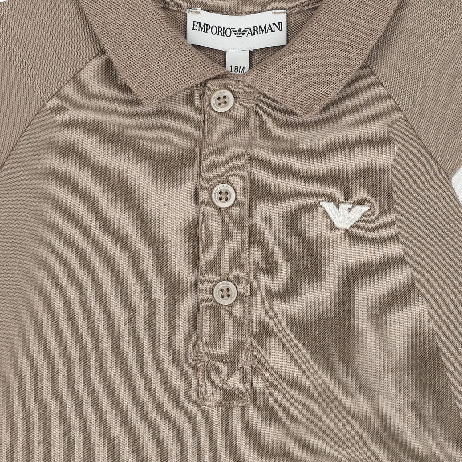 Younger Boys Beige Logo Polo Shirt, 1, hi-res