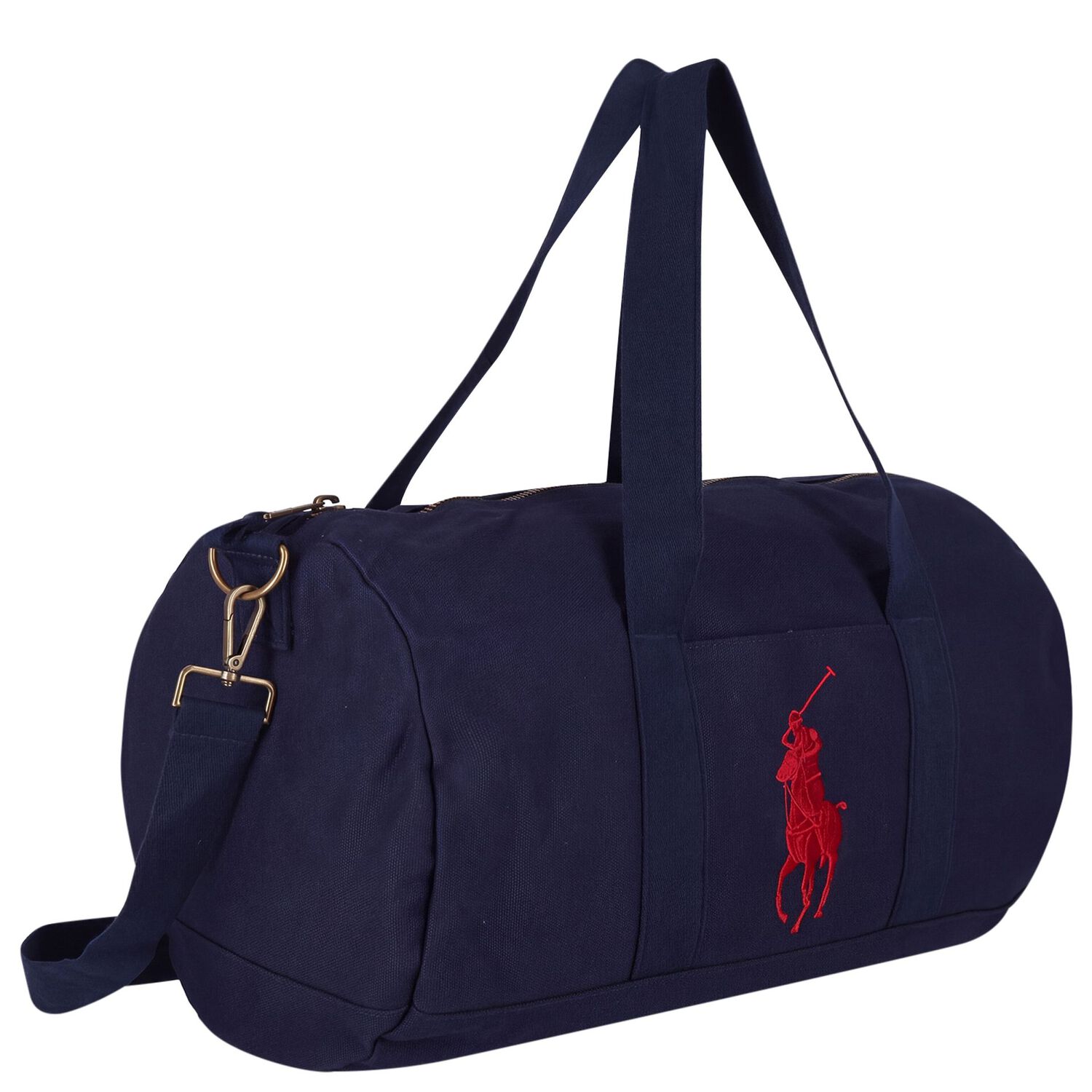 Boys Navy Blue Canvas Pony Logo Sports Bag ( 49cm ) , 1, hi-res