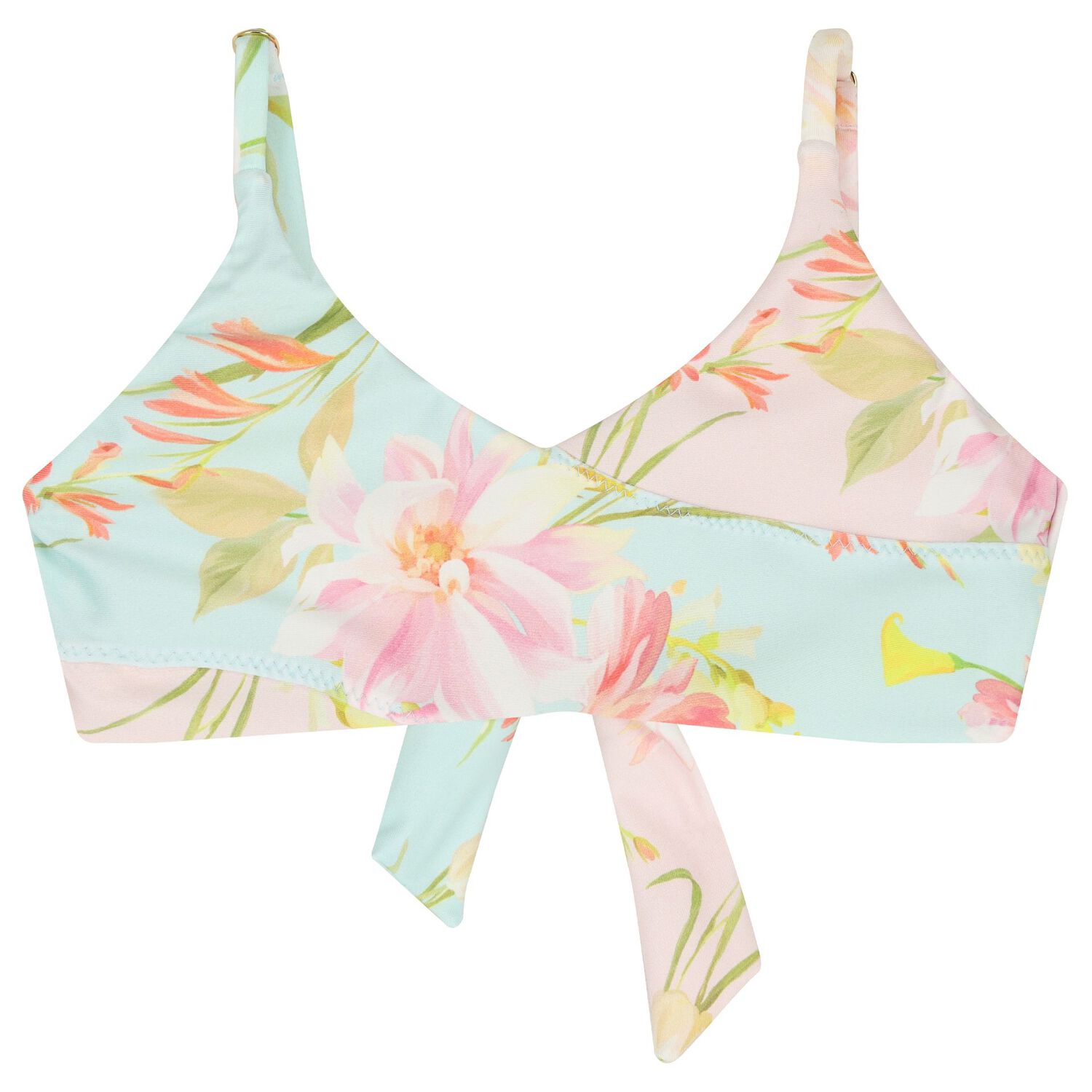 Girls Pink & Aqua Floral Bikini, 1, hi-res