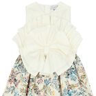 Girls White Floral Jacquard Dress, 1, hi-res