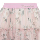 Girls Pink & White Floral Tulle Skirt, 1, hi-res