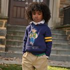 Boys Navy Blue Polo Bear Sweatshirt, 1, hi-res