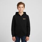 Boys Black Logo Hooded Zip Up Top, 1, hi-res