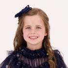 Girls Navy Bow Hairclip, 1, hi-res