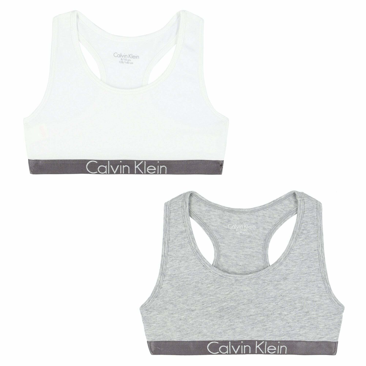 Girls Grey & White Bra Tops (2 Pack), 1, hi-res