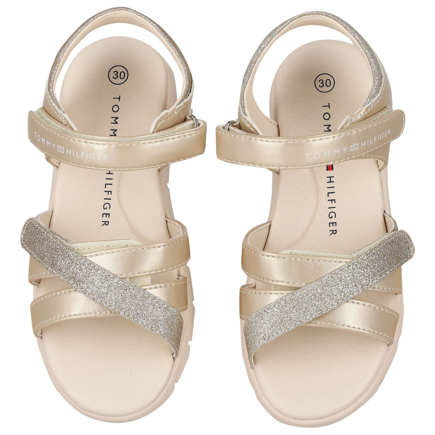 Girls Gold Logo Sandals, 1, hi-res image number null