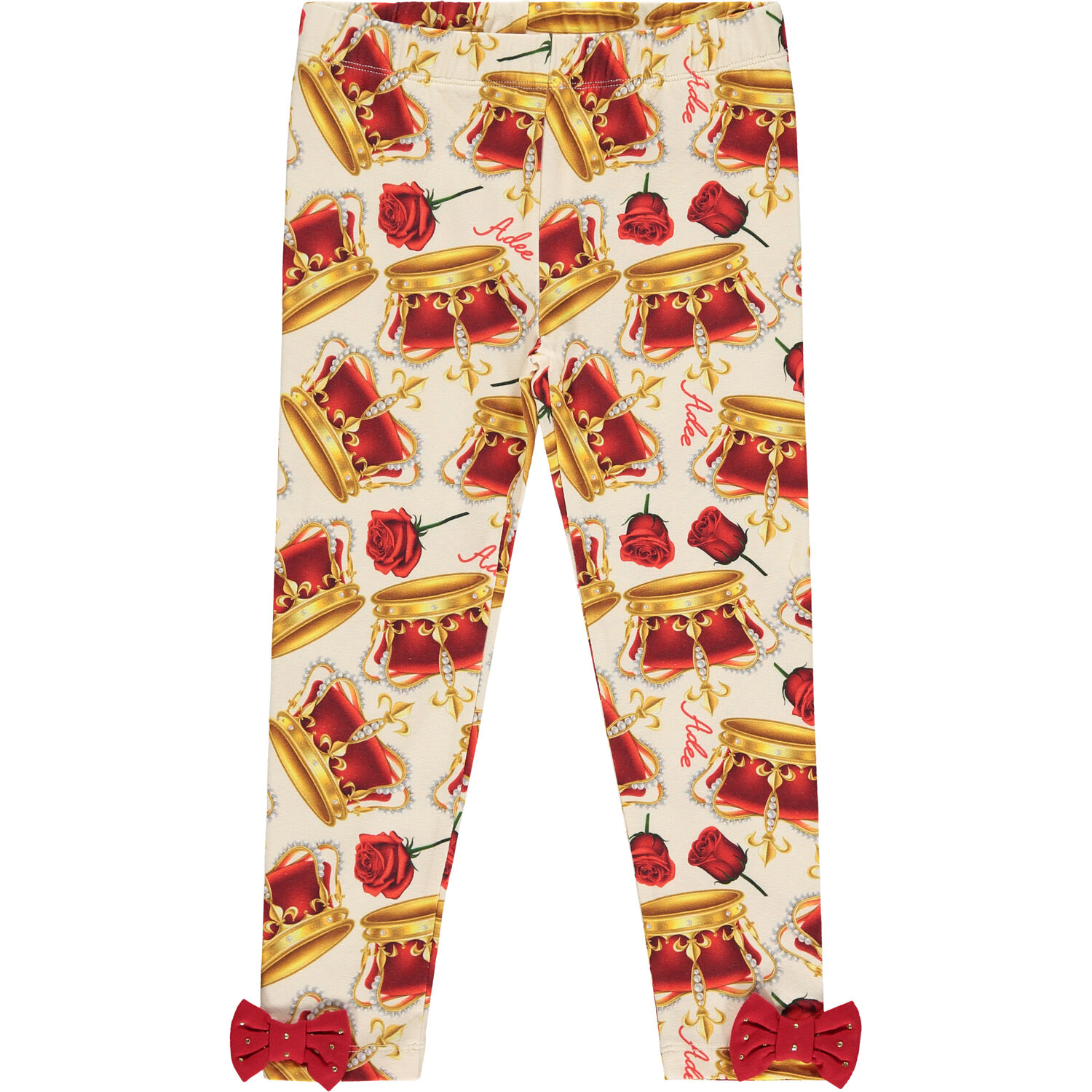 Girls Red & Ivory Crown Leggings Set, 1, hi-res image number null