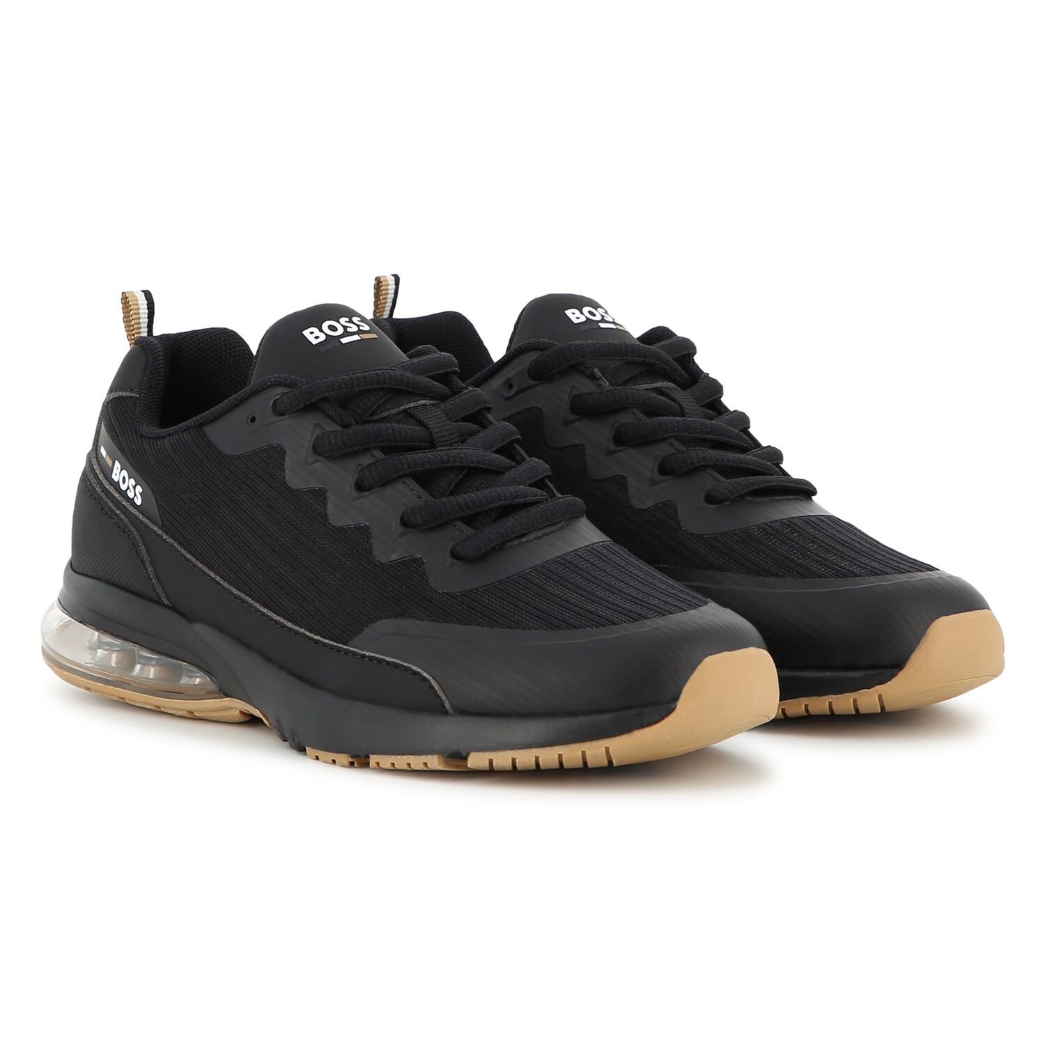 Boys Mini Me Black Logo Trainers, 1, hi-res