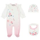 Baby Girls White & Pink Floral Babygrow Gift Set, 1, hi-res