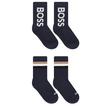 Boys Navy Logo Socks ( 2-Pack )