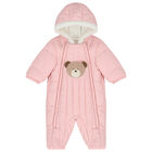 Baby Girls Pink Snowsuit, 1, hi-res