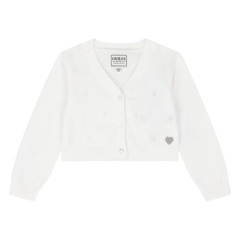Younger Girls White Knitted Cardigan