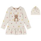 Baby Girls Beige Knitted Dress Set, 1, hi-res