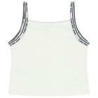 Girls White Logo Sleeveless Top, 2, hi-res