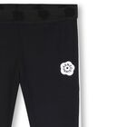 Girls Black Flower Logo Leggings, 1, hi-res