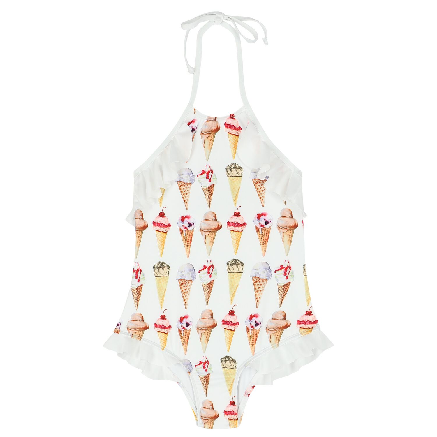 Girls White Ice Cream Swimsuit, 1, hi-res image number null