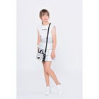 Girls Silver & White Logo Dress, 1, hi-res