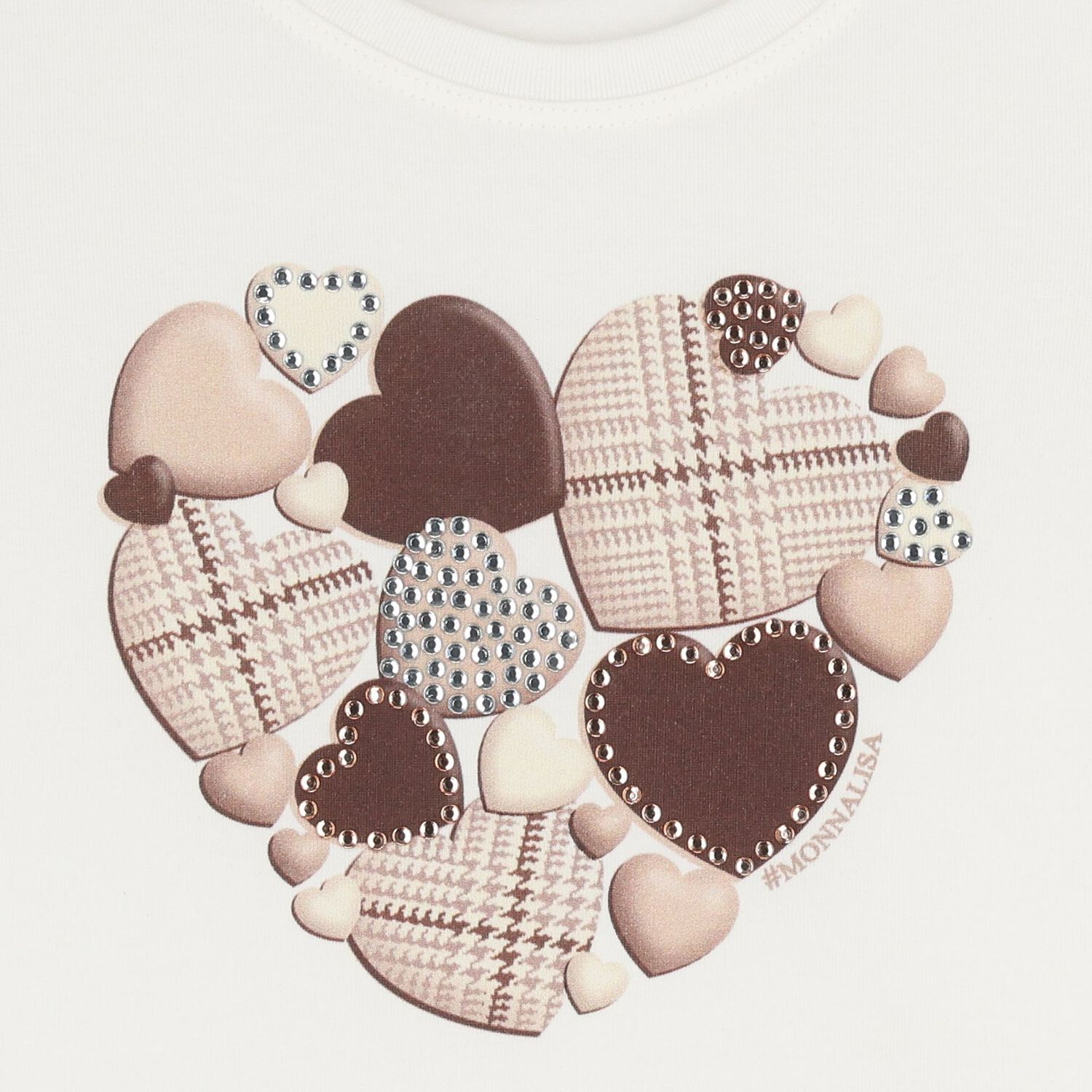 Girls Ivory Heart T-Shirt, 1, hi-res