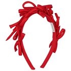 Girls Red Satin Bow Headband, 1, hi-res