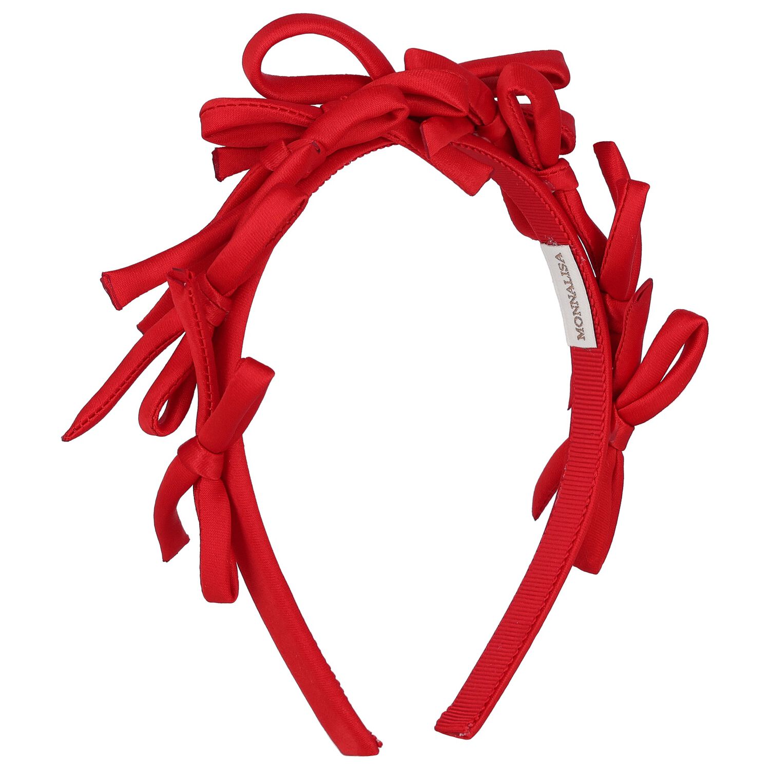 Girls Red Satin Bow Headband, 1, hi-res