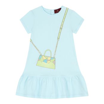 Younger Girls Aqua Bag Dress