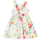 Girls Ivory Floral Satin Dress, 1, hi-res