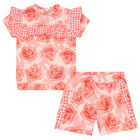 Girls Coral Roses Shorts Set, 1, hi-res