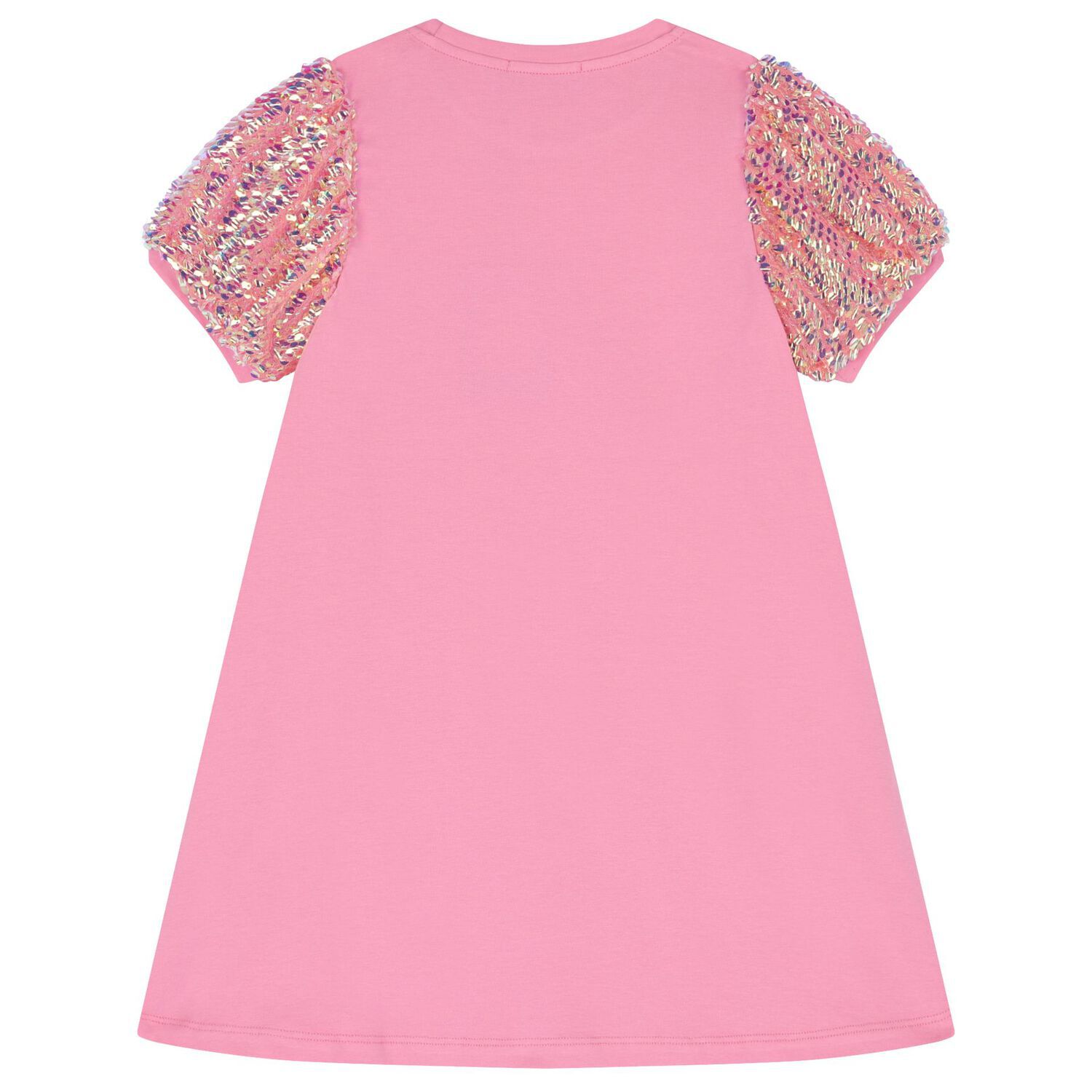 Girls Pink Heart Logo Sequins Dress, 1, hi-res image number null