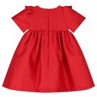 Girls Red Bow Satin Dress, 3, hi-res