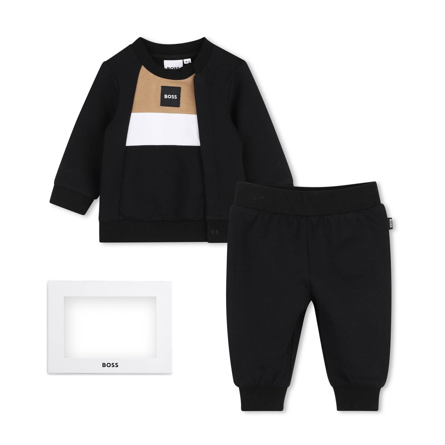 Baby Boys Black Logo Tracksuit, 1, hi-res