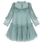 Girls Green Tulle Dress, 1, hi-res
