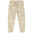 Boys Beige Logo Joggers, 1, hi-res