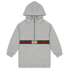 Grey Logo Web Striped Hooded Top, 1, hi-res