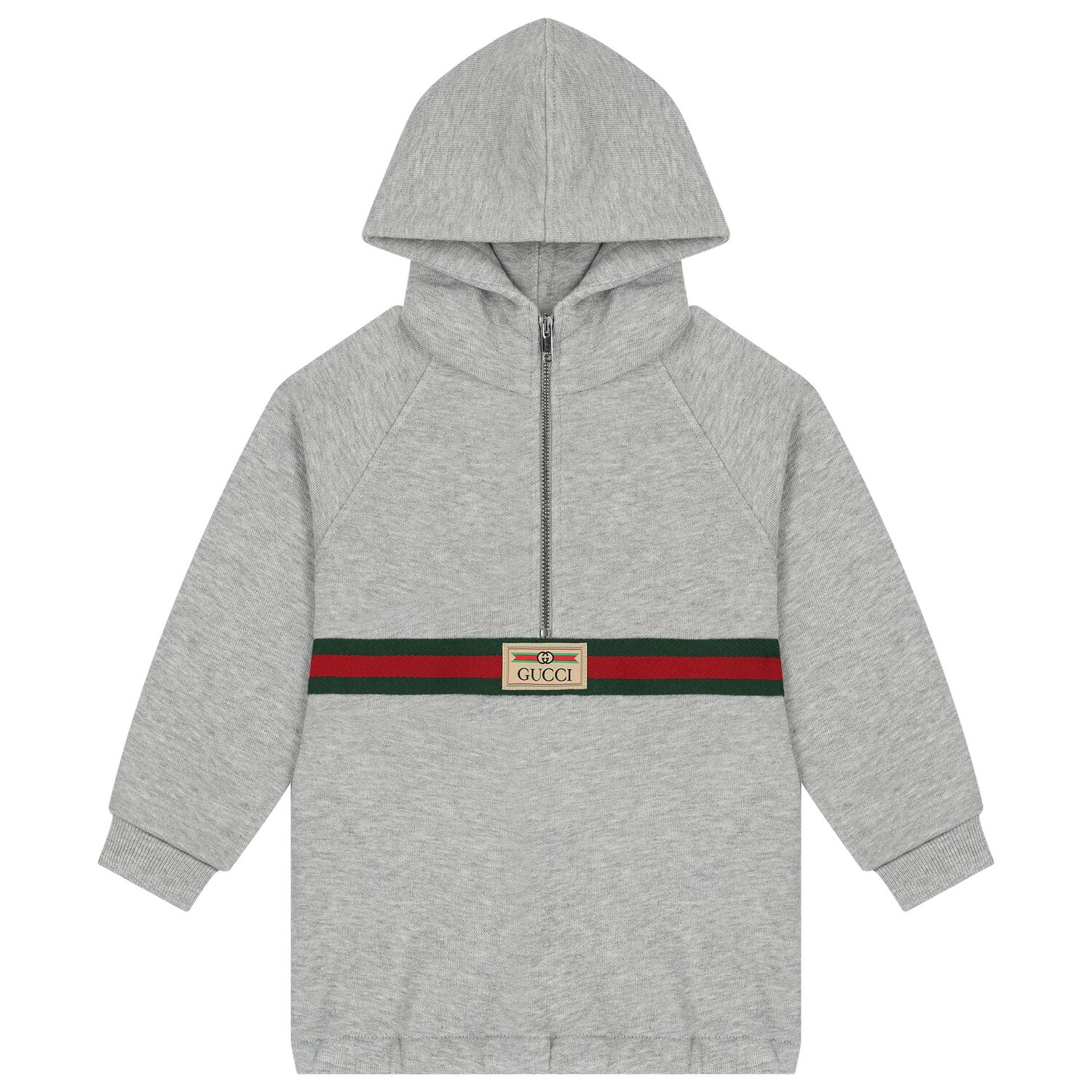Grey Logo Web Striped Hooded Top, 1, hi-res
