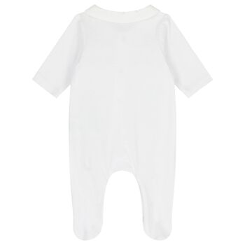 Baby Boys White Logo Babygrow