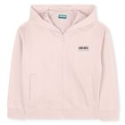 Girls Pink Logo Hooded Zip Up Top, 1, hi-res