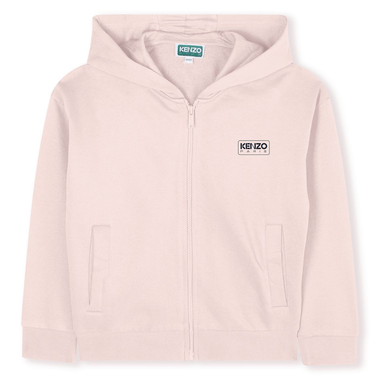 Girls Pink Logo Hooded Zip Up Top, 1, hi-res