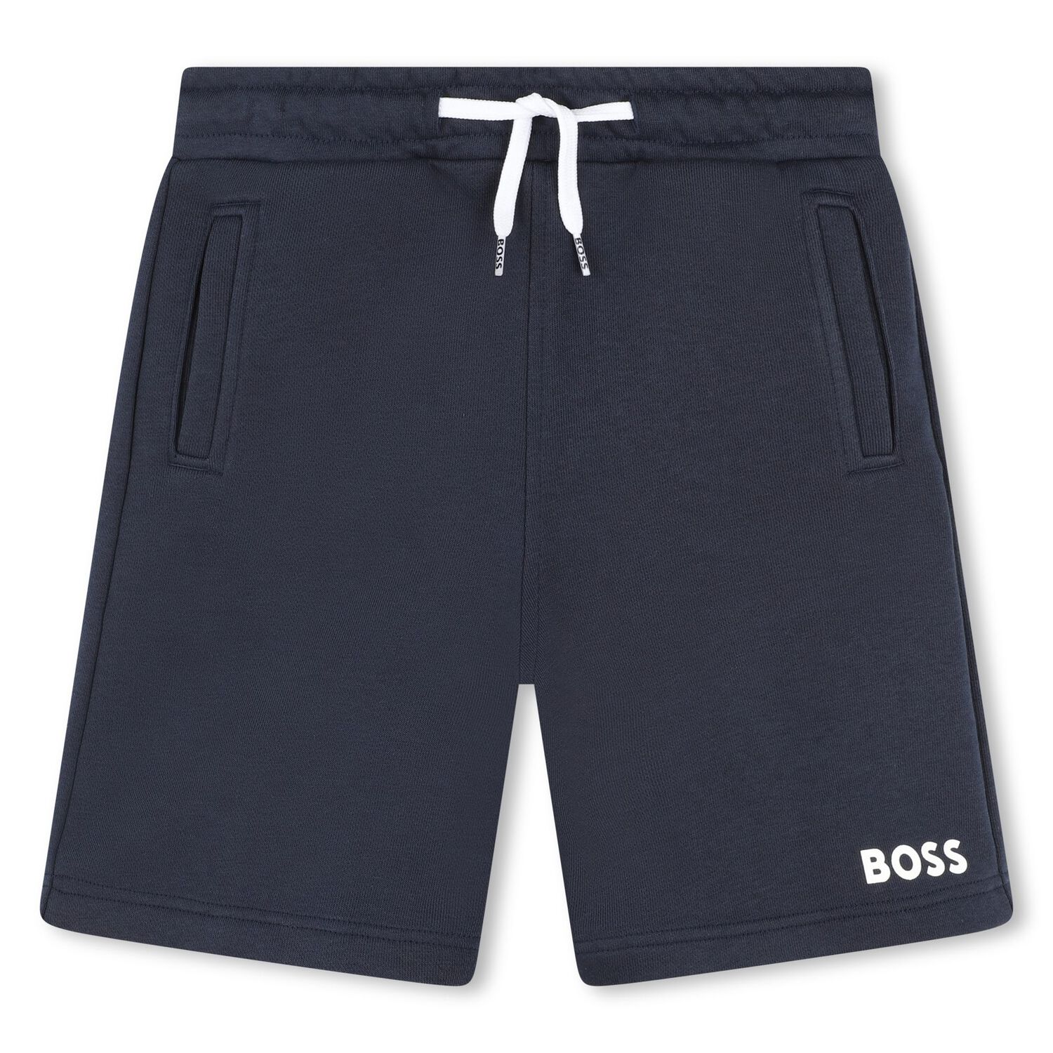 Boys Navy Blue Logo Shorts, 5, hi-res