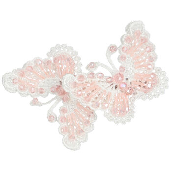 Girls White & Pink Embellished Butterfly Hair Clip