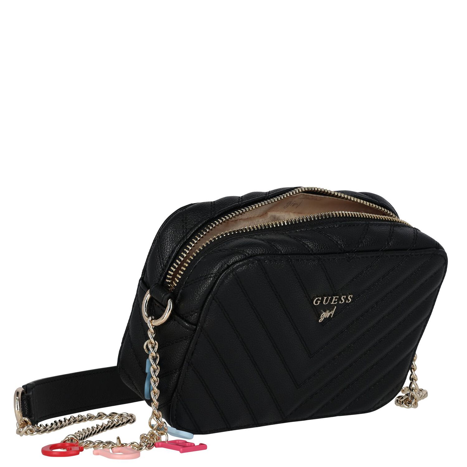 Girls Black Logo Handbag, 2, hi-res