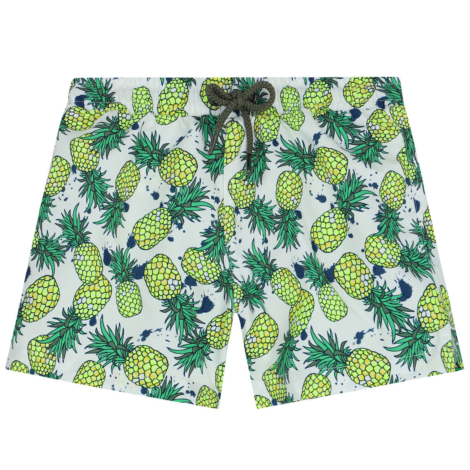 Boys White & Green Pineapple Swim Shorts, 1, hi-res