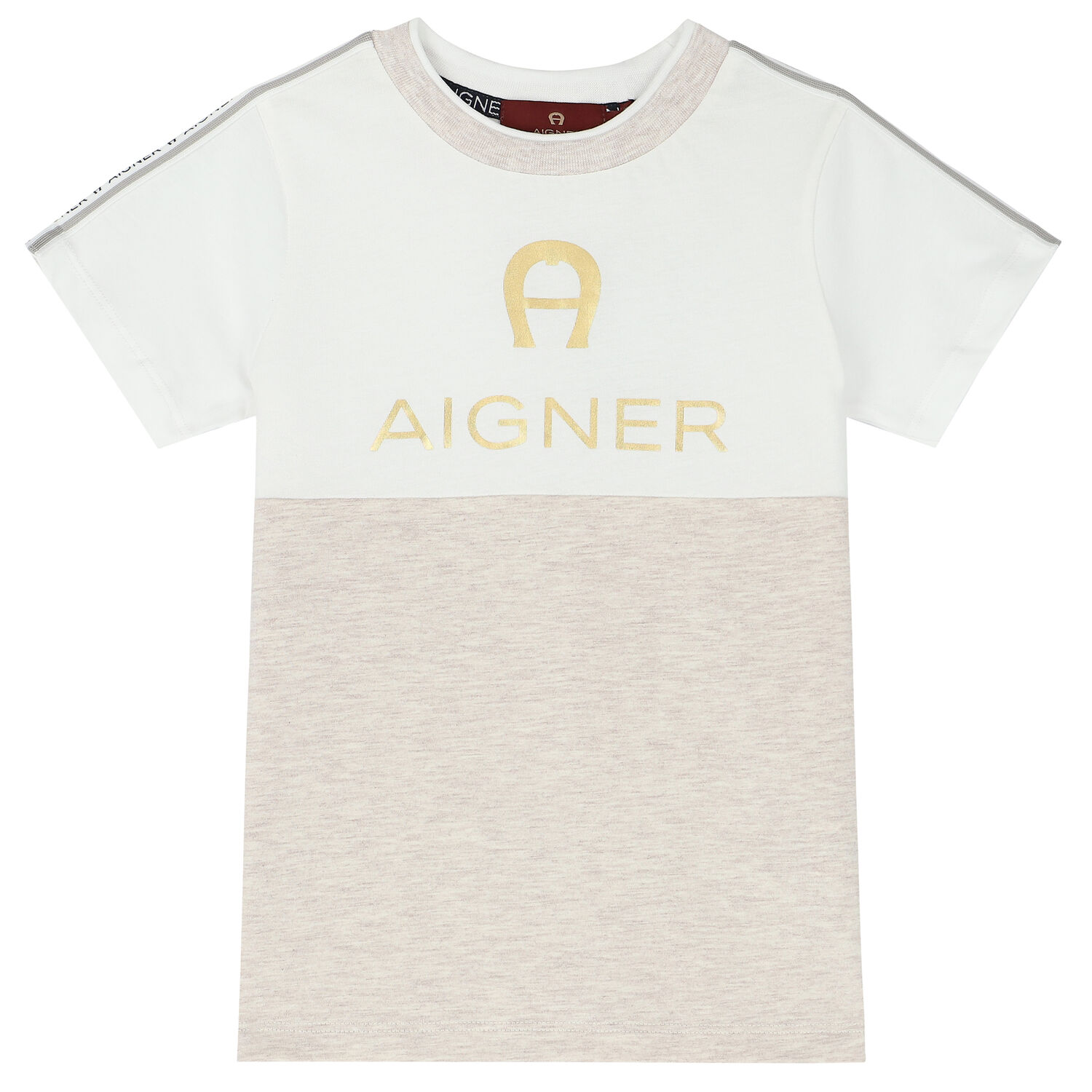 Boys White & Beige Logo T-Shirt, 1, hi-res image number null