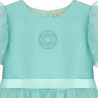 Girls Aqua Blue Satin Tulle Dress, 1, hi-res