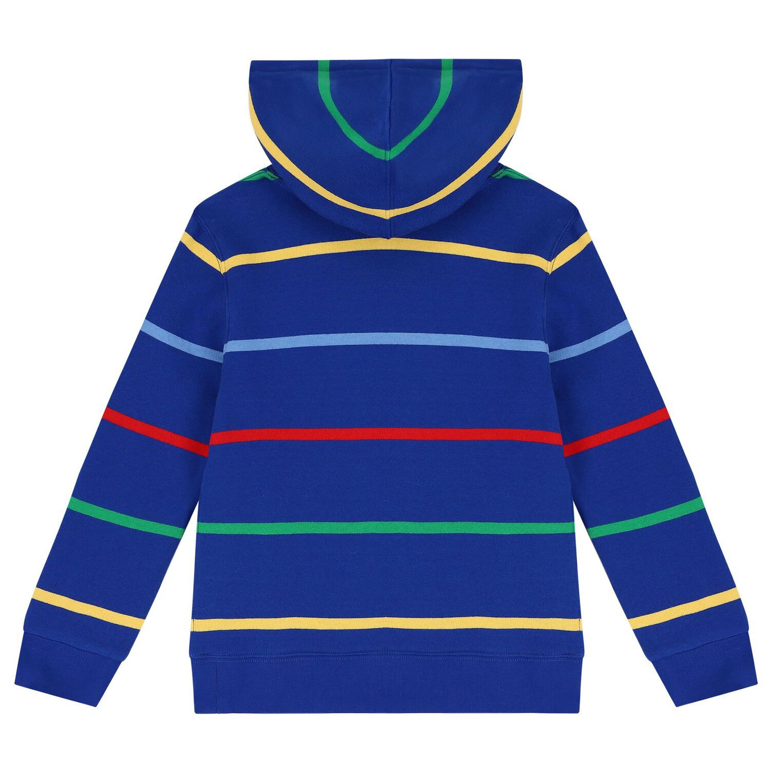 Boys Blue Logo Striped Hooded Top, 1, hi-res
