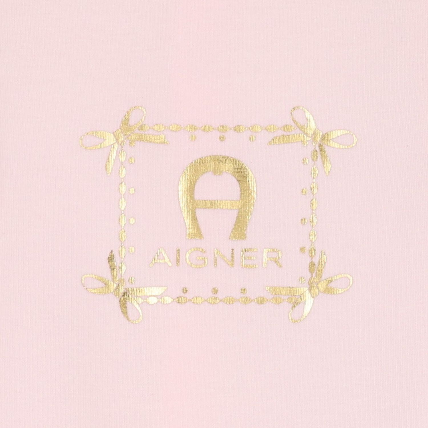 Baby Girls Pink & Gold Logo Babygrow, 2, hi-res