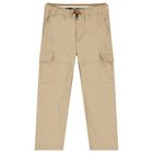 Boys Beige Logo Trousers, 1, hi-res
