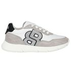 Girls White & Silver Logo Trainers, 1, hi-res