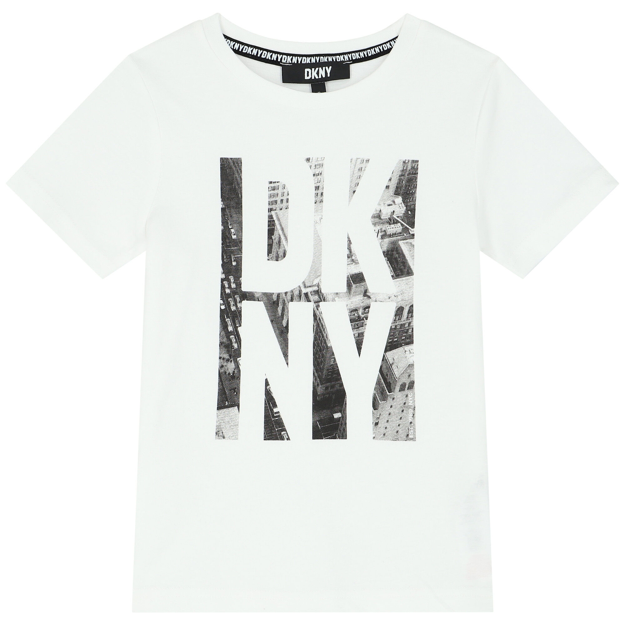 DKNY Boys White Logo T Shirt Junior Couture UK