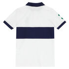 Boys White & Navy Logo Polo Shirt, 1, hi-res