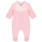 Baby Girls Pink Logo Babygrow, 1, hi-res